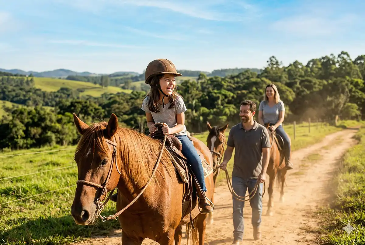 Passeio a cavalo para iniciantes no Haras Fortunato em Embu-Guaçu